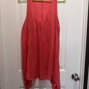 Spense Woman 1X Coral Flowy Tunic Tank Top Sleeveless Lightweight Textured